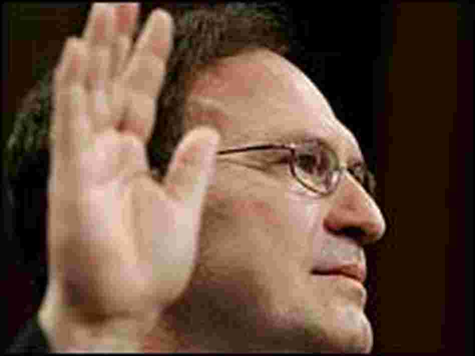 Judge Samuel Alito takes an oath before the Senate Judiciary Committee Monday.