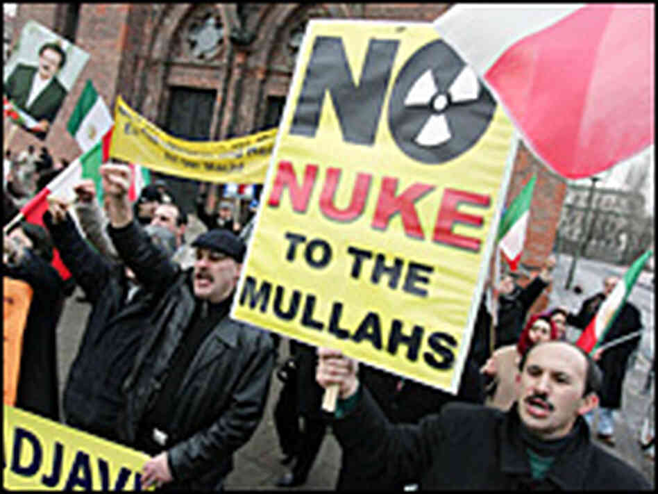 Supporters of the National Council of Resistance of Iran protest outside the German Foreign Ministry Supporters of the National Council of Resistance of Iran protest outside the German Foreign Ministry