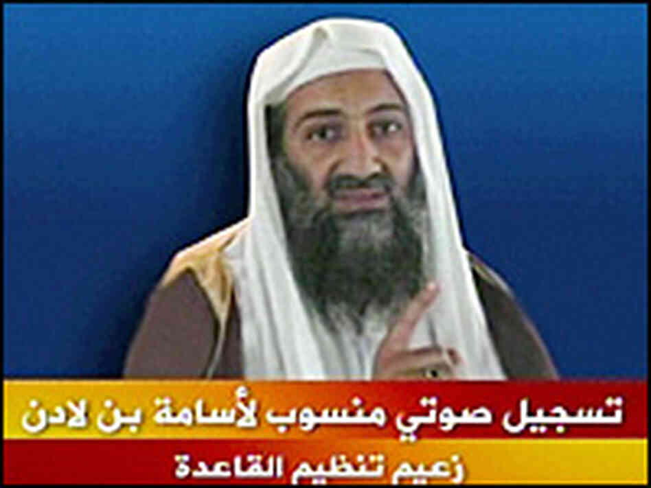 Screen grab of undated picture of Osama bin Laden on Al-Jazeera Screen grab of undated picture of Osama bin Laden on Al-Jazeera