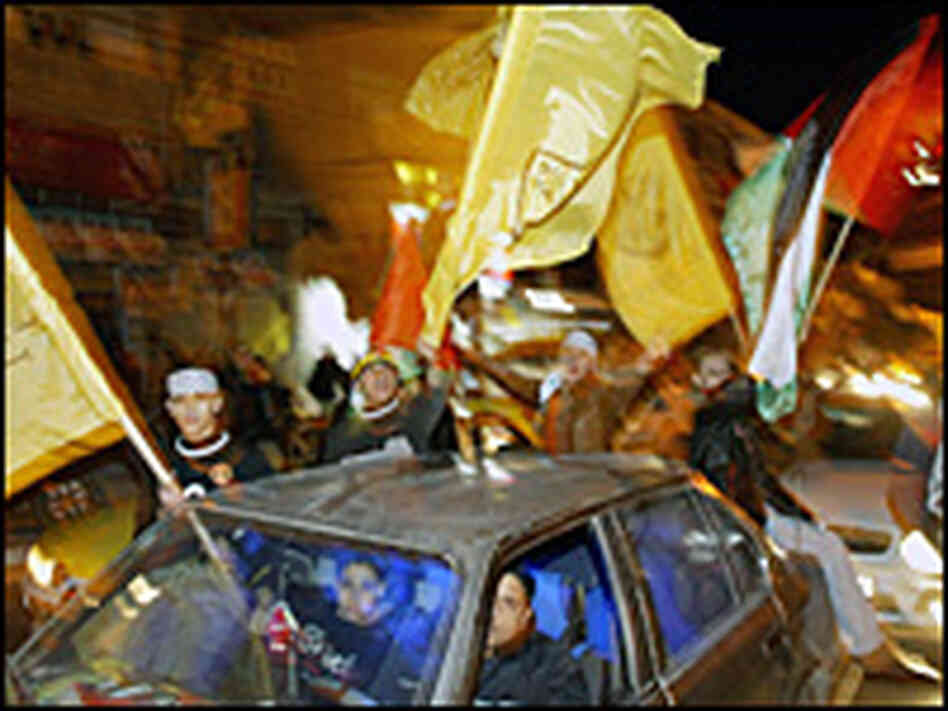 Supporters of the Palestinian ruling Fatah movement celebrate in Gaza City Supporters of the Palestinian ruling Fatah movement celebrate in Gaza City