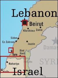 Map of Lebanon fighting.