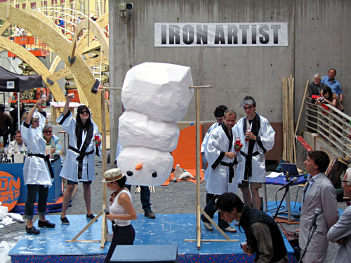 Artists curate an exhibit in New York's "Iron Artist" competition.