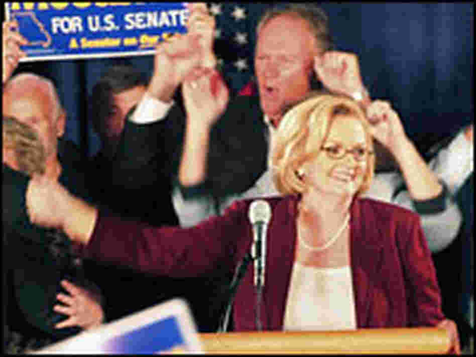 Democrat Claire McCaskill celebrates her victory over Sen. Jim Talent.