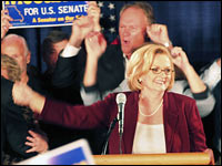 Democrat Claire McCaskill celebrates her victory over Sen. Jim Talent.