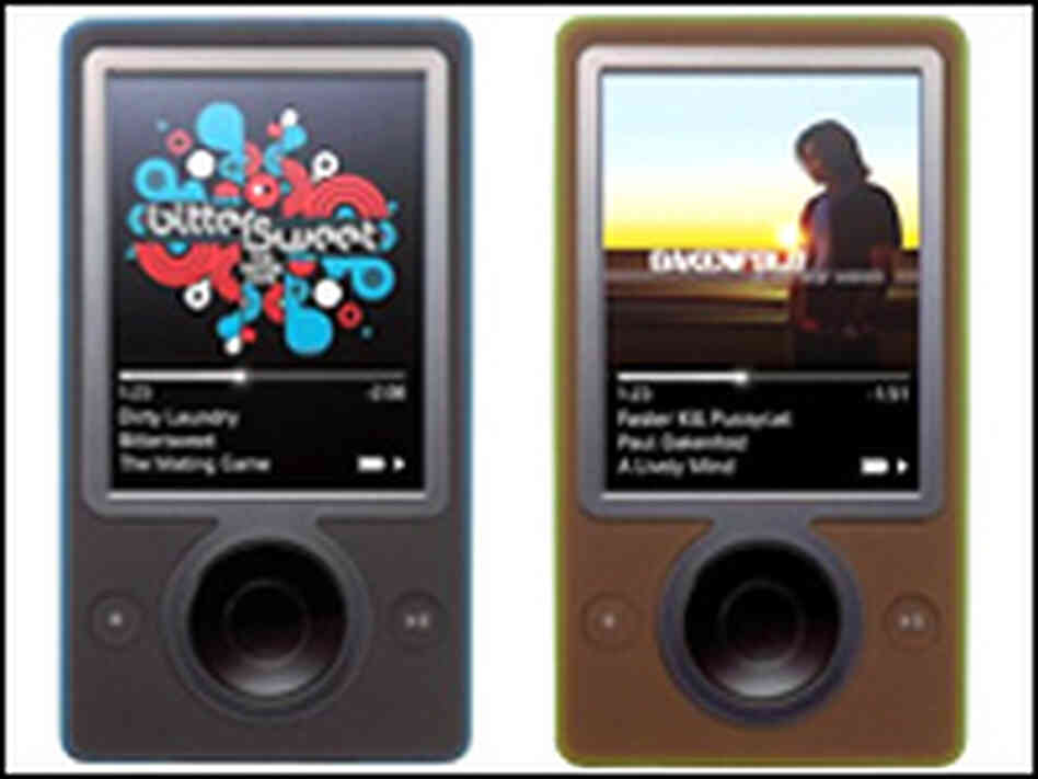 In addition to white, the Zune player comes in black and brown cases. In addition to white, the Zune player comes in black and brown cases.