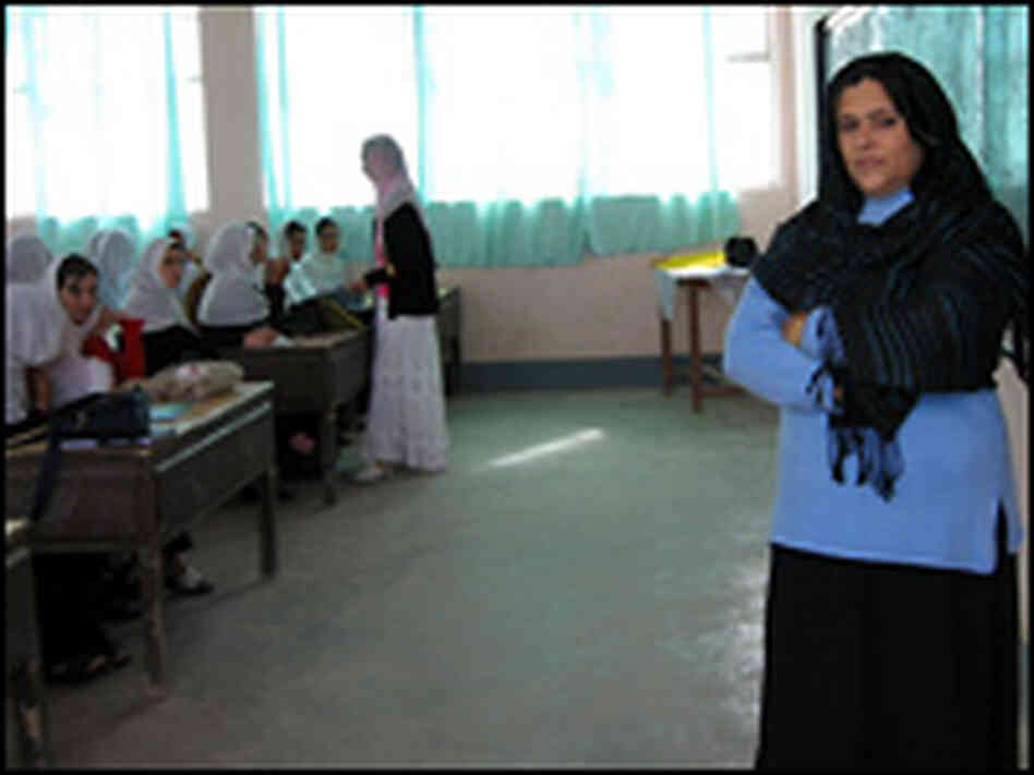 Lycee Naswan Principal Jamila Niazi in one of her classrooms.