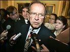 Sen. Ted Stevens, wearing his trademark "Incredible Hulk" tie, talks to reporters. Sen. Ted Stevens, wearing his trademark "Incredible Hulk" tie, talks to reporters.