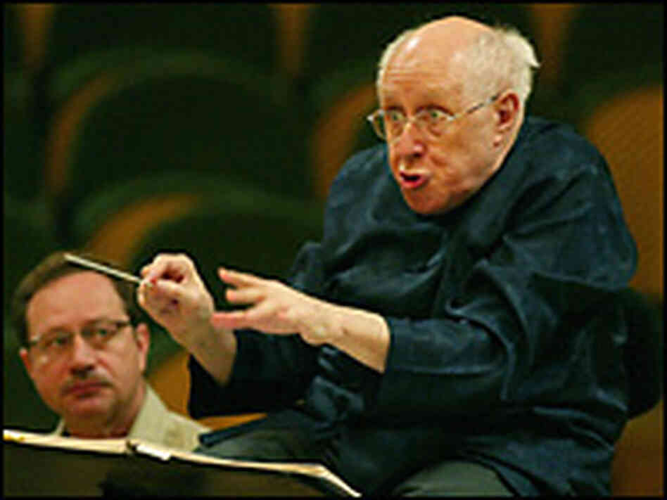 Mstislav Rostropovich during a rehearsal for a concert. Credit: CESAR RANGEL/AFP/Getty Images.