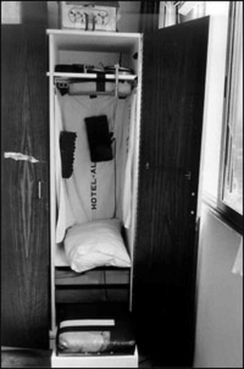 The wardrobe in the Beirut hotel room where the NPR crew worked was converted into a recording booth The wardrobe in the Beirut hotel room where the NPR crew worked was converted into a recording booth