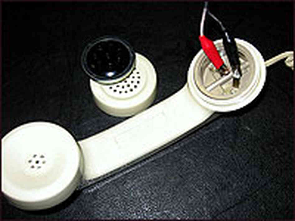 Using alligator clips to send recordings through the phone. Using alligator clips to send recordings through the phone.