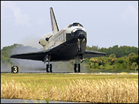 Space shuttle Endeavour touches down at Kennedy Space Center in Florida.