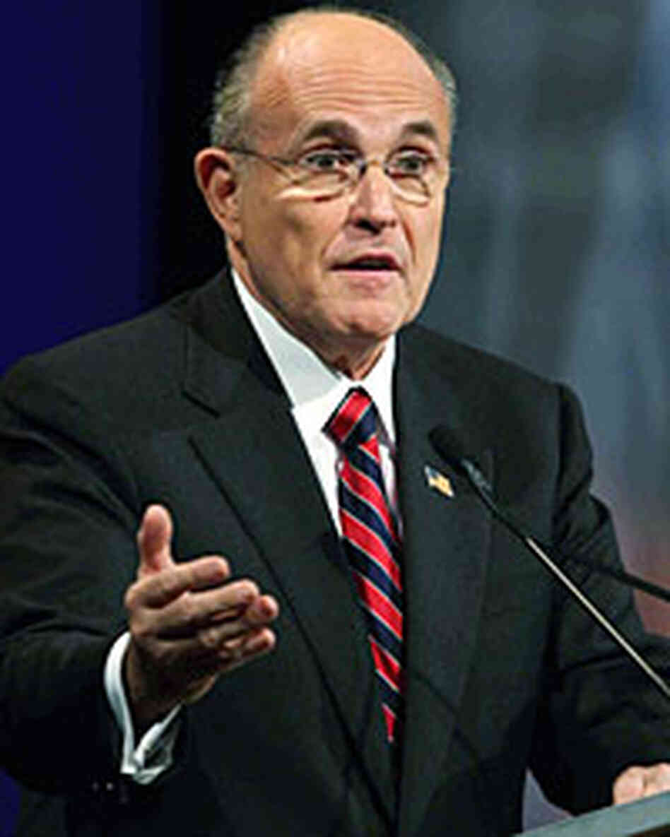 Former New York City Mayor Rudy Giuliani speaks during the Iowa debate. Former New York City Mayor Rudy Giuliani speaks during the Iowa debate.