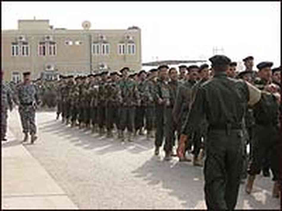 Iraqi cadets march in formation