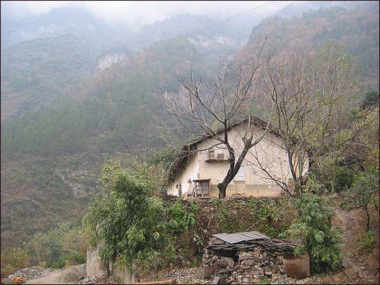 One of the farmhouses awaiting destruction