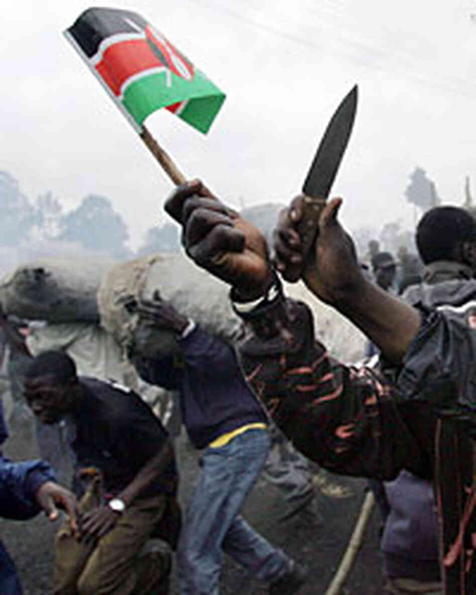 Supporters of defeated presidential candidate Raila Odinga protest on Monday. Supporters of defeated presidential candidate Raila Odinga protest on Monday.