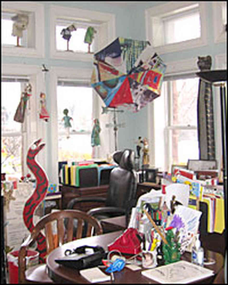 Students' crafts adorn educator Sally Smith's office at the Lab School. Students' crafts adorn educator Sally Smith's office at the Lab School.