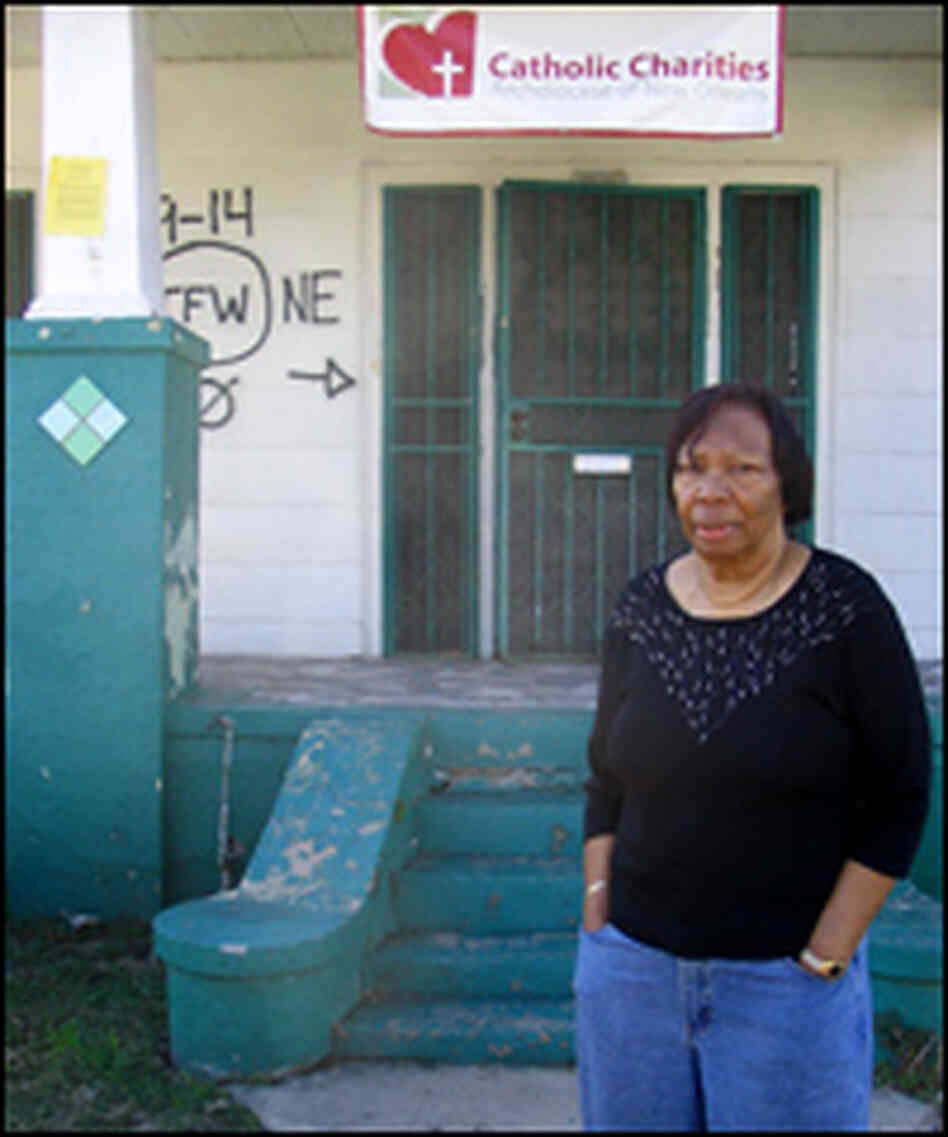 Ethel Williams stands in front of her house on Pauline Street. Despite two visits by President Bush, Ethel Williams stands in front of her house on Pauline Street. Despite two visits by President Bush,
