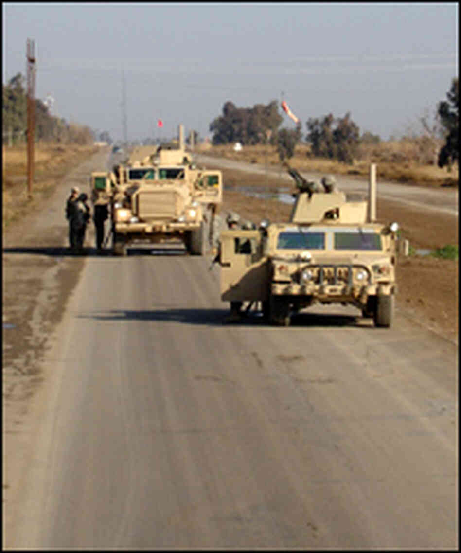 The scene on Highway 1, as the National Guard patrol makes its way. The scene on Highway 1, as the National Guard patrol makes its way.