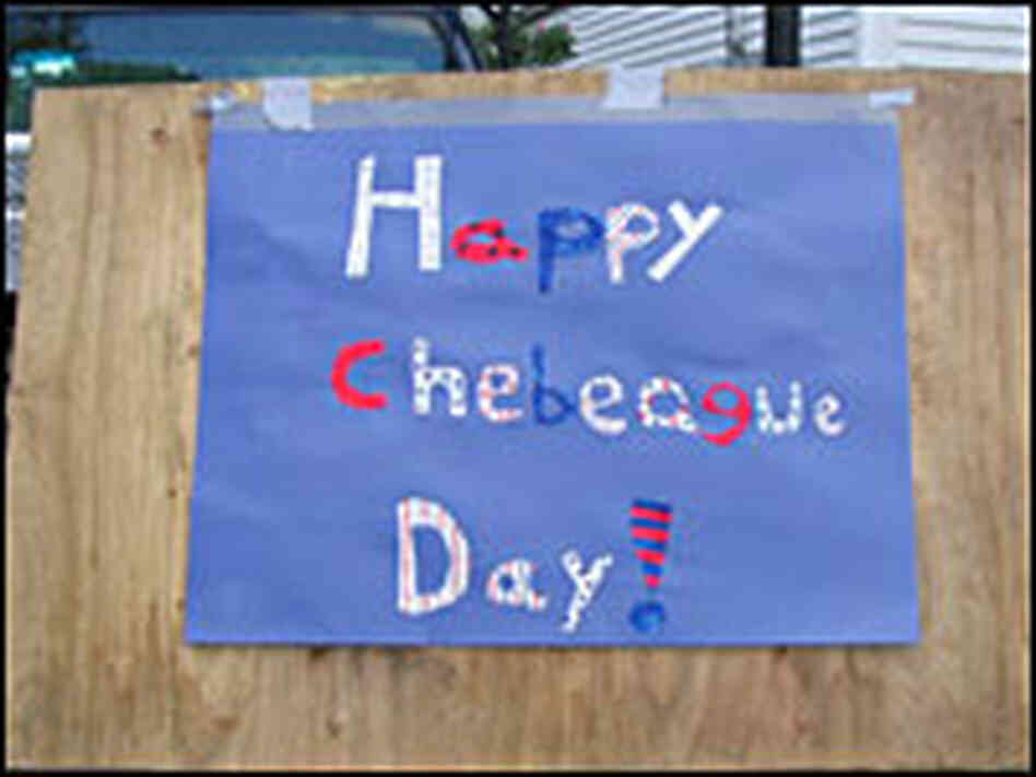 A makeshift sign welcoming a new era of self-government on Cheabeague Island, Maine. A makeshift sign welcoming a new era of self-government on Cheabeague Island, Maine.