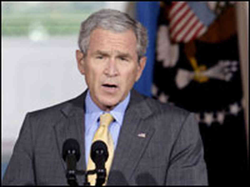 President Bush spoke Monday at the White House/AP. President Bush spoke Monday at the White House/AP.