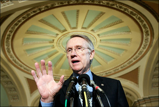 U.S. Senate Majority Leader Sen. Harry Reid (D-NV) speaks during a briefing.