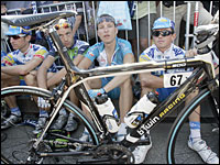 Tour de France riders stage a protest/AP.