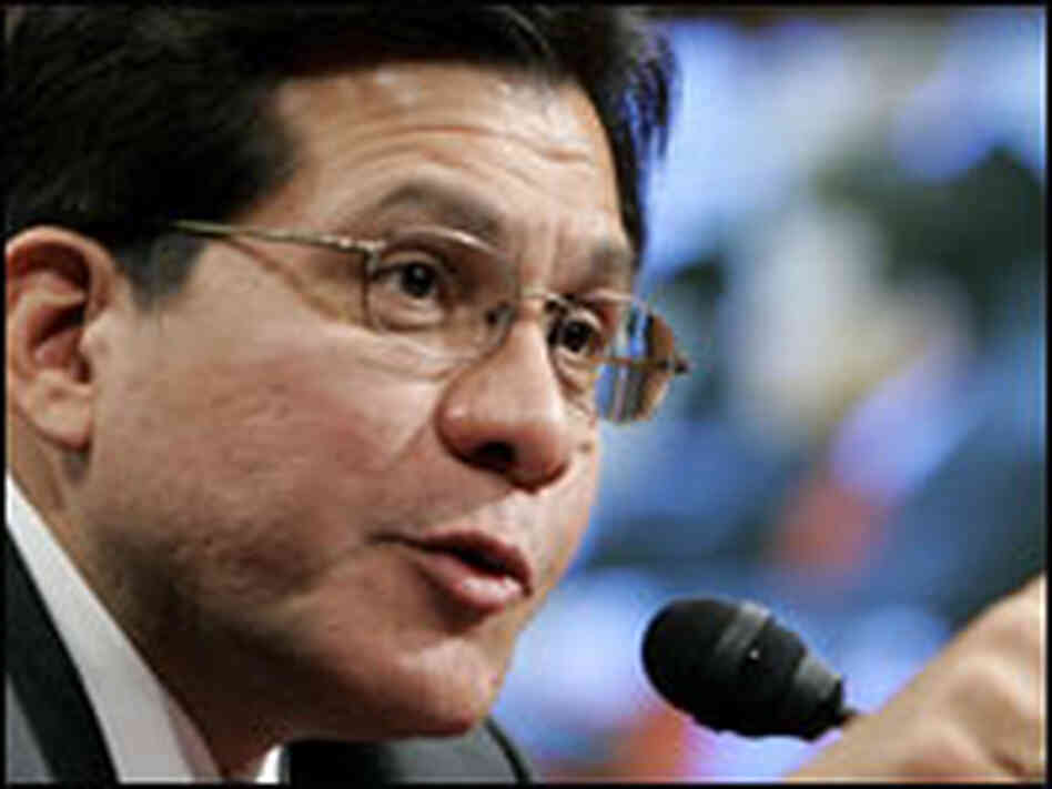 U.S. Attorney General Alberto Gonzales testifies during a hearing before the Senate.