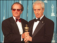 Jack Nicholson and Michaelangelo Antonioni at the Oscars in 1995.