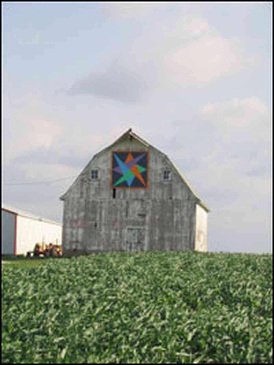 Greene County, Iowa, barns feature painted "barn quilts". Greene County, Iowa, barns feature painted "barn quilts".