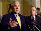 President Bush talks to the media following a meeting with Republican senators. President Bush talks to the media following a meeting with Republican senators.