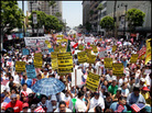 Immigrant reform supporters march in Los Angeles, Calif. Immigrant reform supporters march in Los Angeles, Calif.