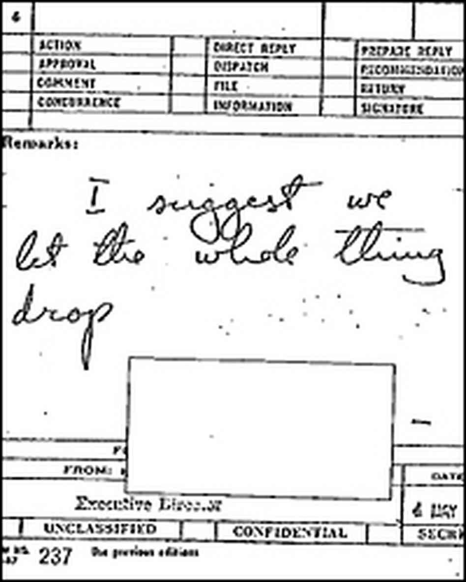 A memo to Director of Central Intelligence Richard McGarrah Helms.