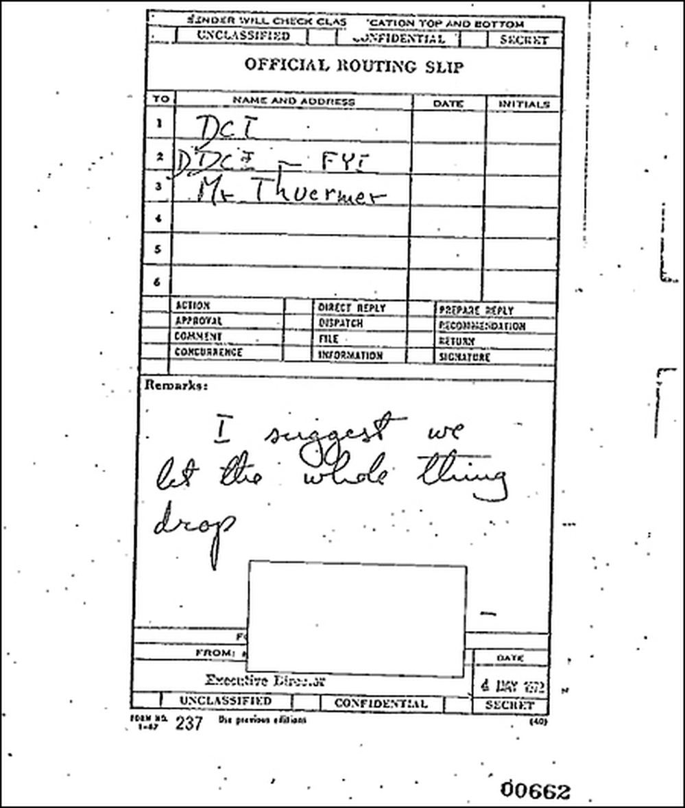 A memo to Director of Central Intelligence Richard McGarrah Helms.