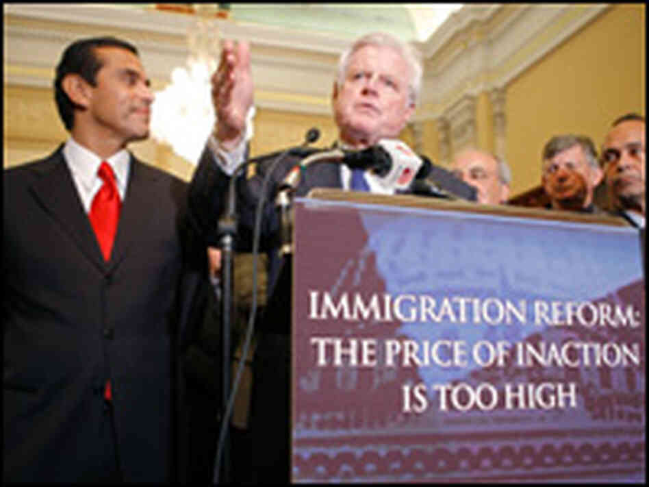 Sen. Edward Kennedy (D-MA) speaks about immigration legislation. Sen. Edward Kennedy (D-MA) speaks about immigration legislation.