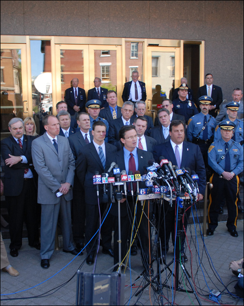 FBI agent J.P. Weiss addresses the media outside Camden Federal Courthouse.