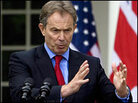 British Prime Minister Tony Blair speaks at the White House. British Prime Minister Tony Blair speaks at the White House.