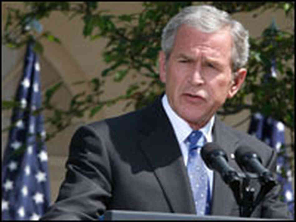 President Bush speaks at news conference. President Bush speaks at news conference.