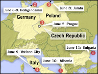 President Bush plans visits at several nations during his trip through Europe.