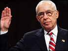 Retired federal Judge Michael B. Mukasey is sworn-in before the Senate Judiciary Committee. Retired federal Judge Michael B. Mukasey is sworn-in before the Senate Judiciary Committee.
