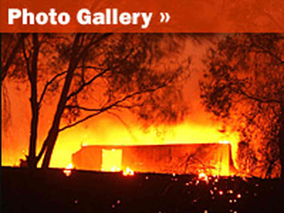 Fire consumes home in California.
