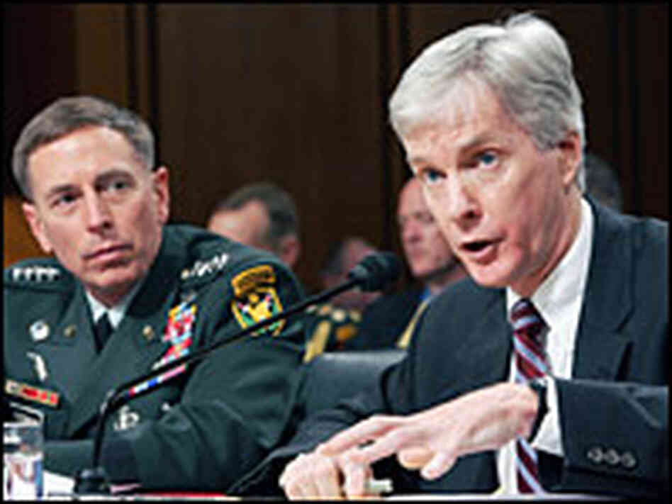 Gen. David Petraeus and U.S. Ambassador to Iraq Ryan Crocker testify on Capitol Hill