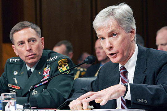 Gen. David Petraeus and U.S. Ambassador to Iraq Ryan Crocker testify on Capitol Hill