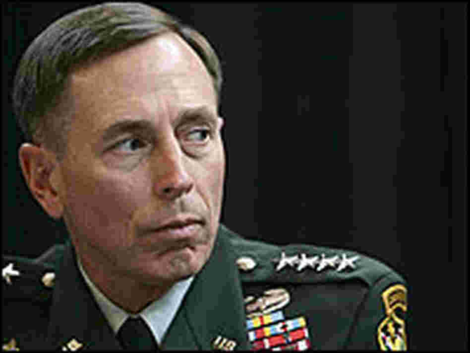 Gen. David Petraeus at a London news conference.