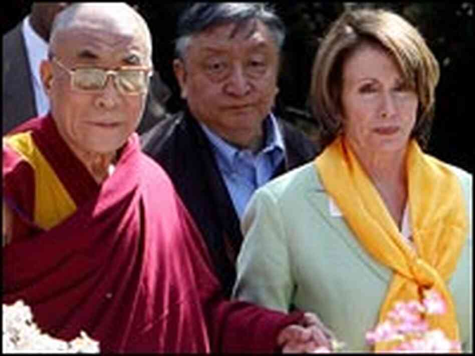 The Dalai Lama and House Speaker Nancy Pelosi meet in Dharamsala, India.