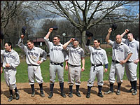 The Bridgeport Orators salute their opponents after the game.