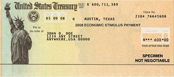 A sample $600 U.S. Treasury stimulus check.