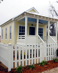 Red tape has dogged a program to provide "Katrina Cottages" instead of FEMA trailers. Above, one of the first models, in 2007.  Rogelio V. Solis/AP