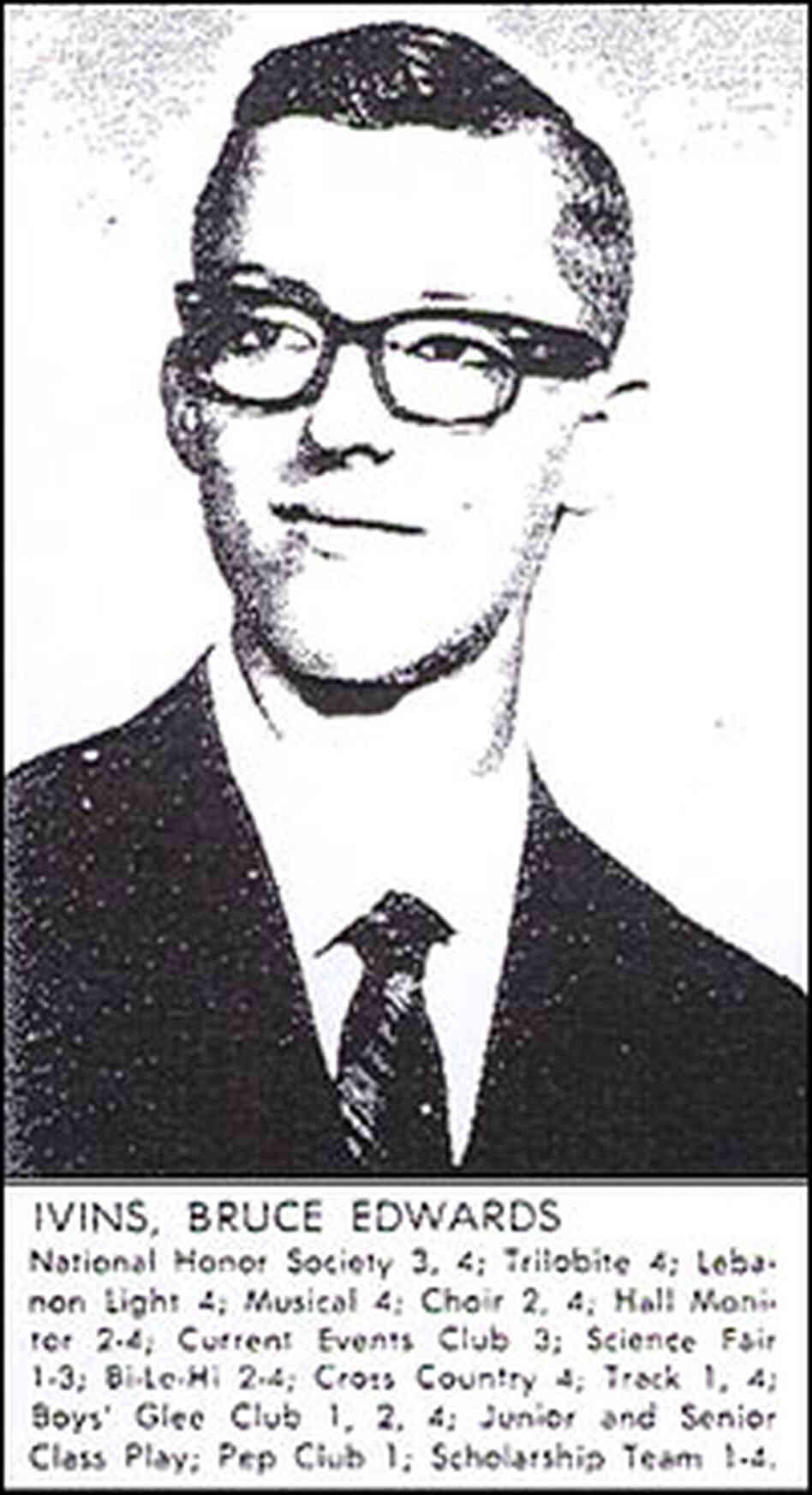 Bruce Ivins, in a high school yearbook photo.