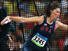 Stephanie Brown Trafton competes in the women's discus final. Stephanie Brown Trafton competes in the women's discus final.