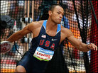 Bryan Clay competes in the discus throw of the decathlon. Bryan Clay competes in the discus throw of the decathlon.